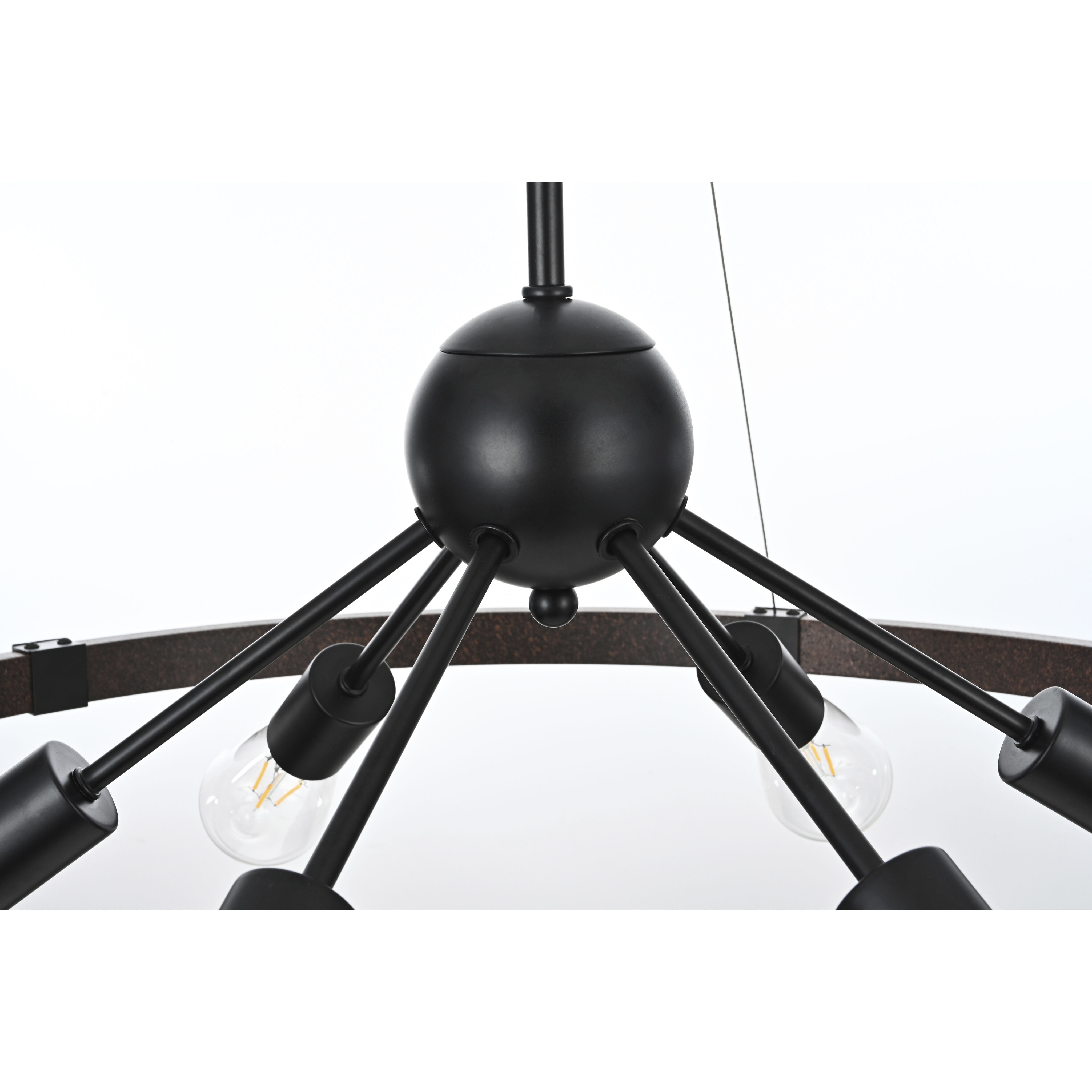 Thora 6 Light 32 inch Weathered Black and Rust Pendant Ceiling Light