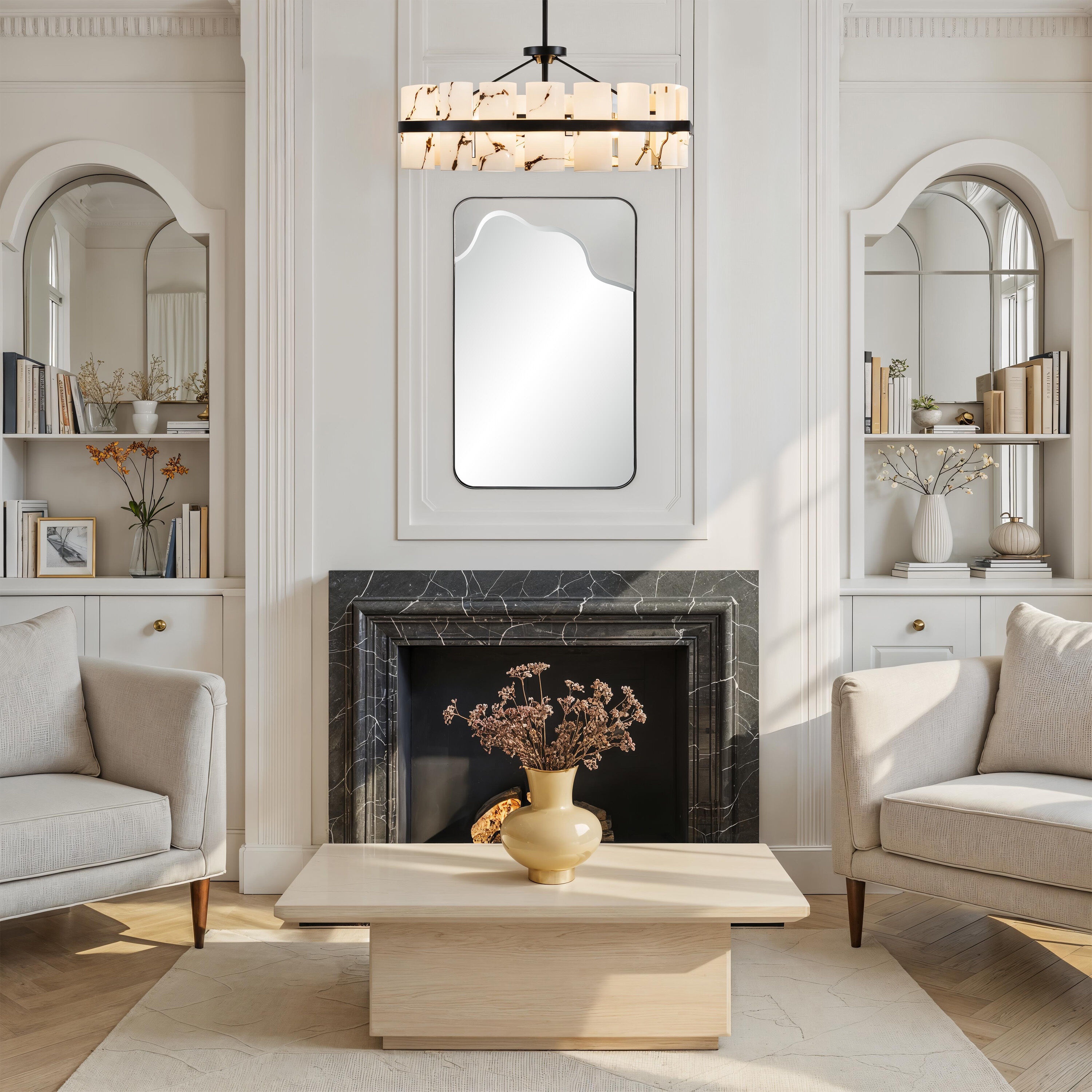 Heron 40 X 24 inch Matte Black Wall Mirror