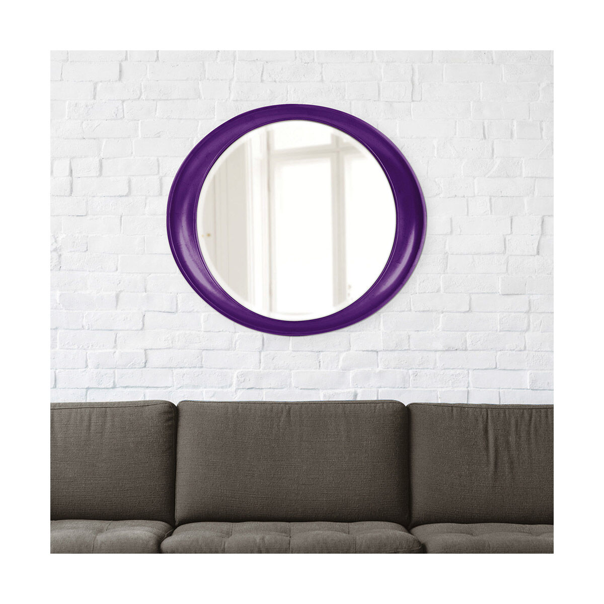 Ellipse 39 X 35 inch Glossy Royal Purple Wall Mirror