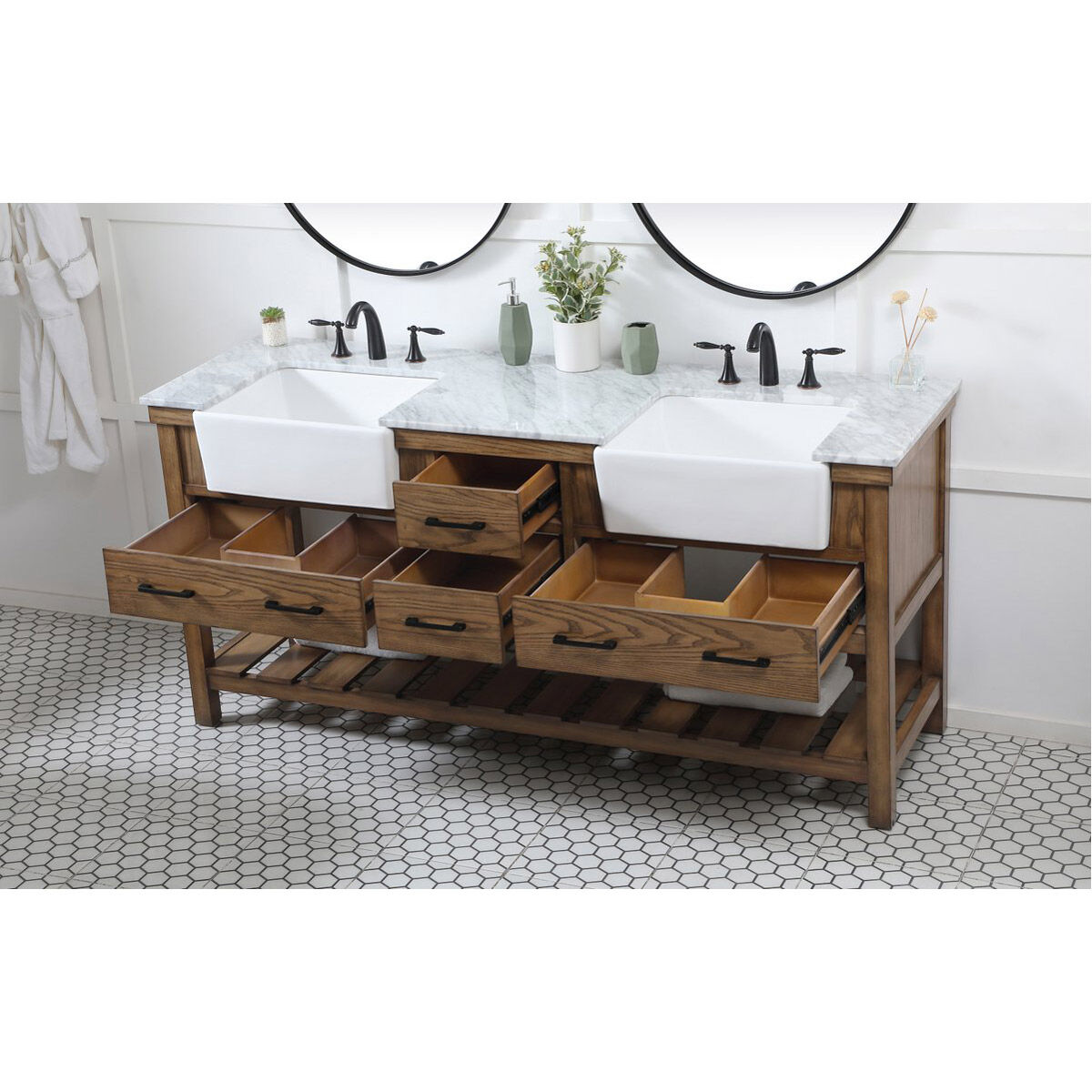 Clement 72 X 22 X 34.13 inch Driftwood Bathroom Vanity Cabinet