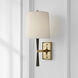 Barbara Barry Refined Rib 1 Light 7.75 inch Ebony Resin and Brass Sconce Wall Light