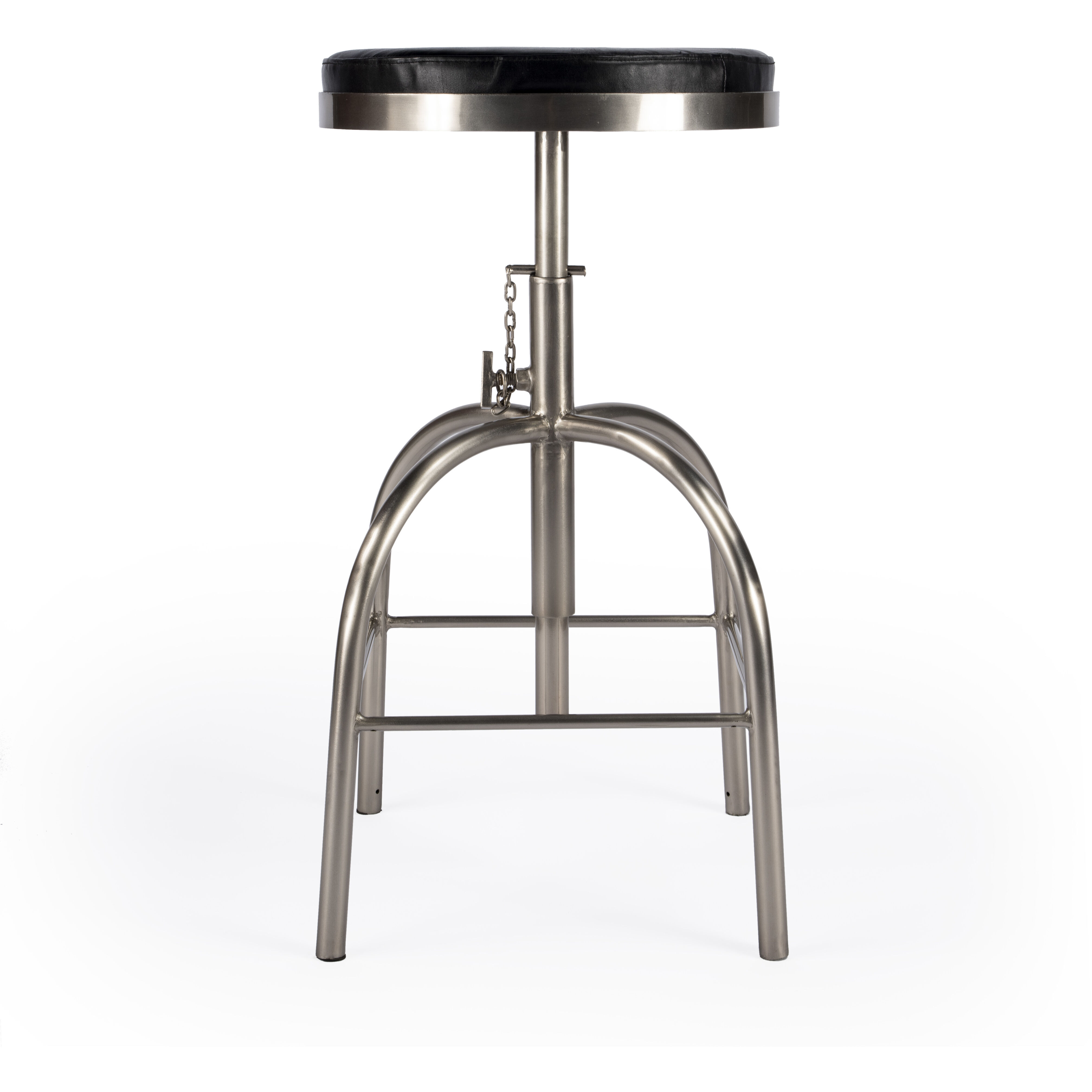 Clyde Leather 25" Adjustable Bar Stool in Black