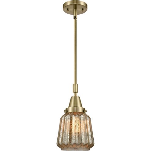 Franklin Restoration Chatham 1 Light 6 inch Antique Brass Mini Pendant Ceiling Light in Mercury Glass