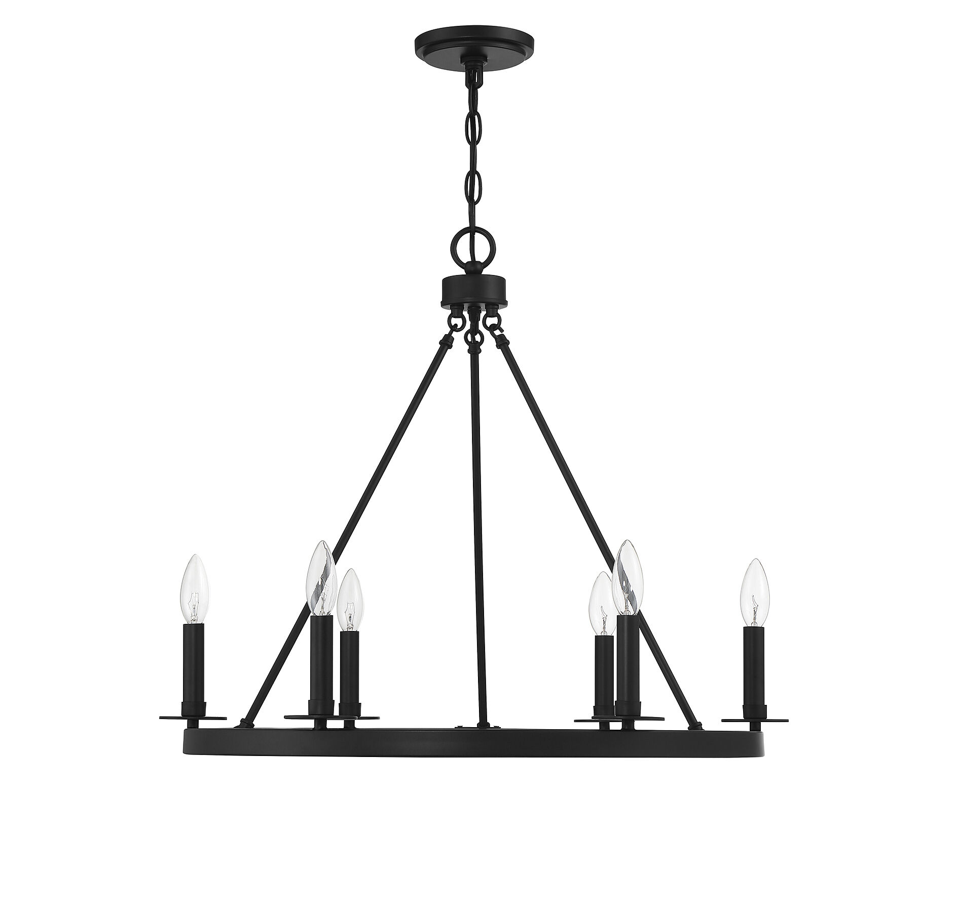 Traditional 6 Light 26 inch Matte Black Chandelier Ceiling Light