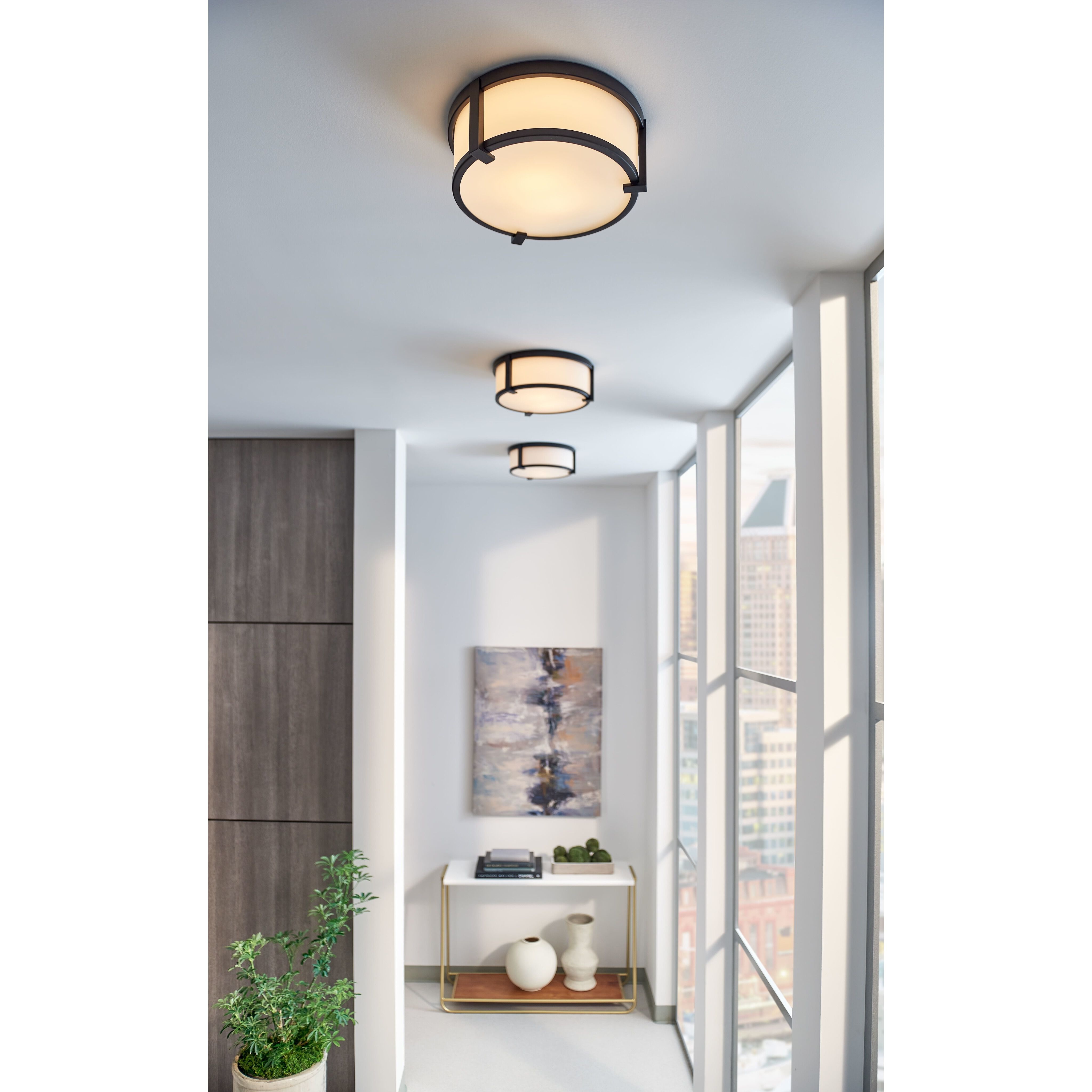 Lowell 24 inch Black Indoor Flush Mount Ceiling Light