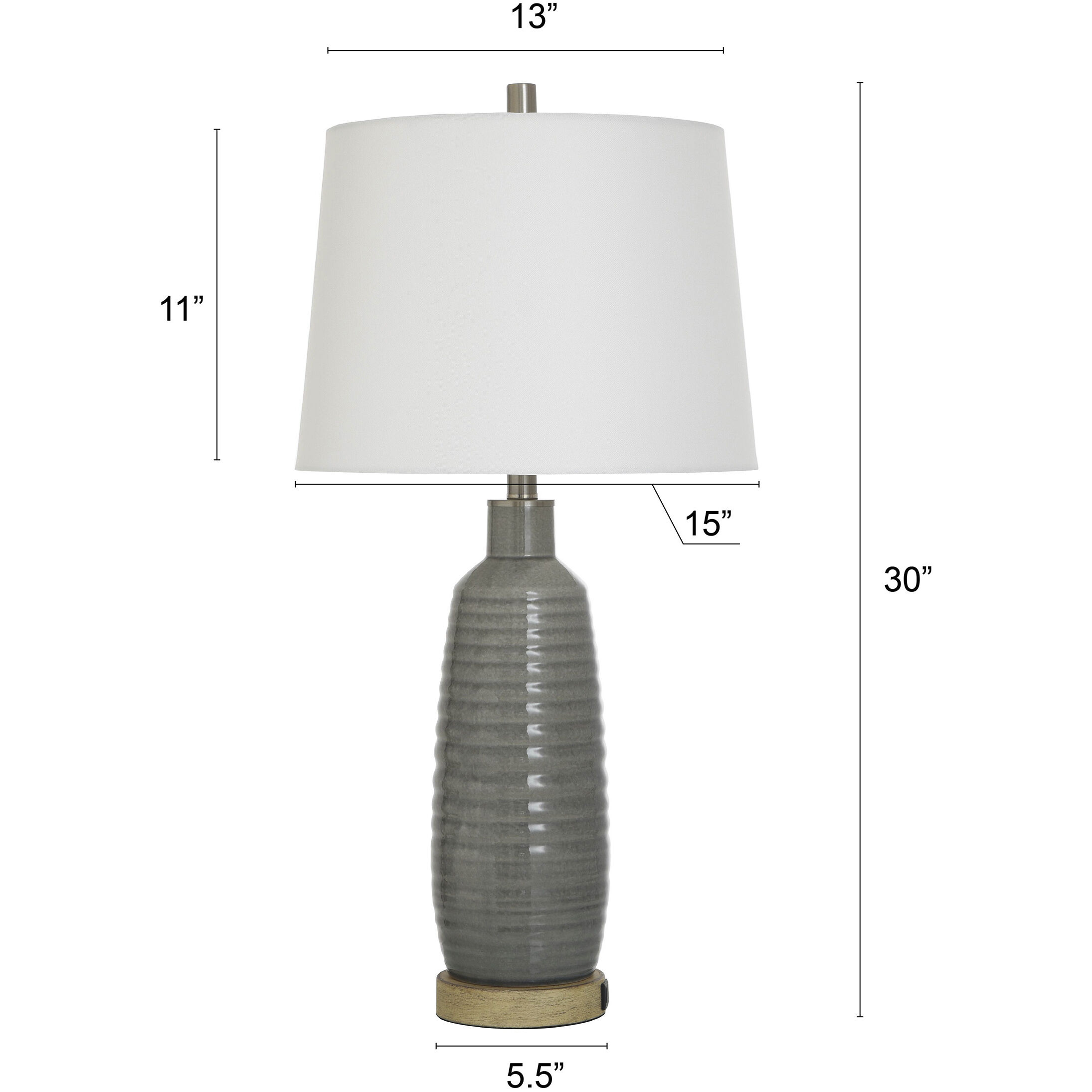Daniel 30 inch 100.00 watt Gray Washed Table Lamp Portable Light