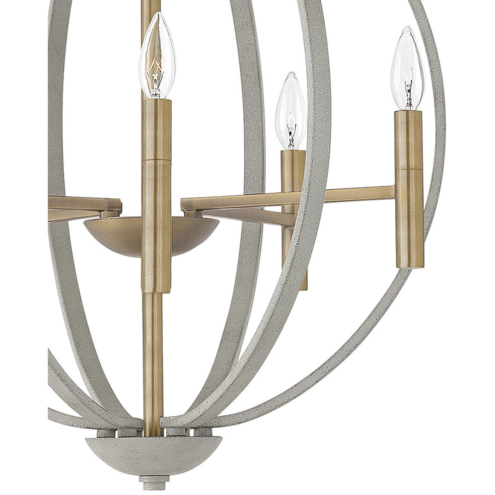 Euclid 6 Light 21.25 inch Cement Gray with Brushed Gold Indoor Chandelier Ceiling Light