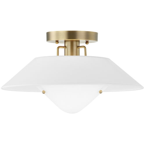 Otto 1 Light 16 inch Patina Brass Flush Mount Ceiling Light