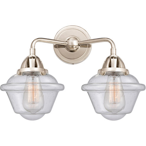 Nouveau 2 Small Oxford 2 Light 16 inch Polished Nickel Bath Vanity Light Wall Light in Seedy Glass