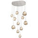Gem LED 35.6 inch Beige Silver Chandelier Ceiling Light, Round Multi-Port