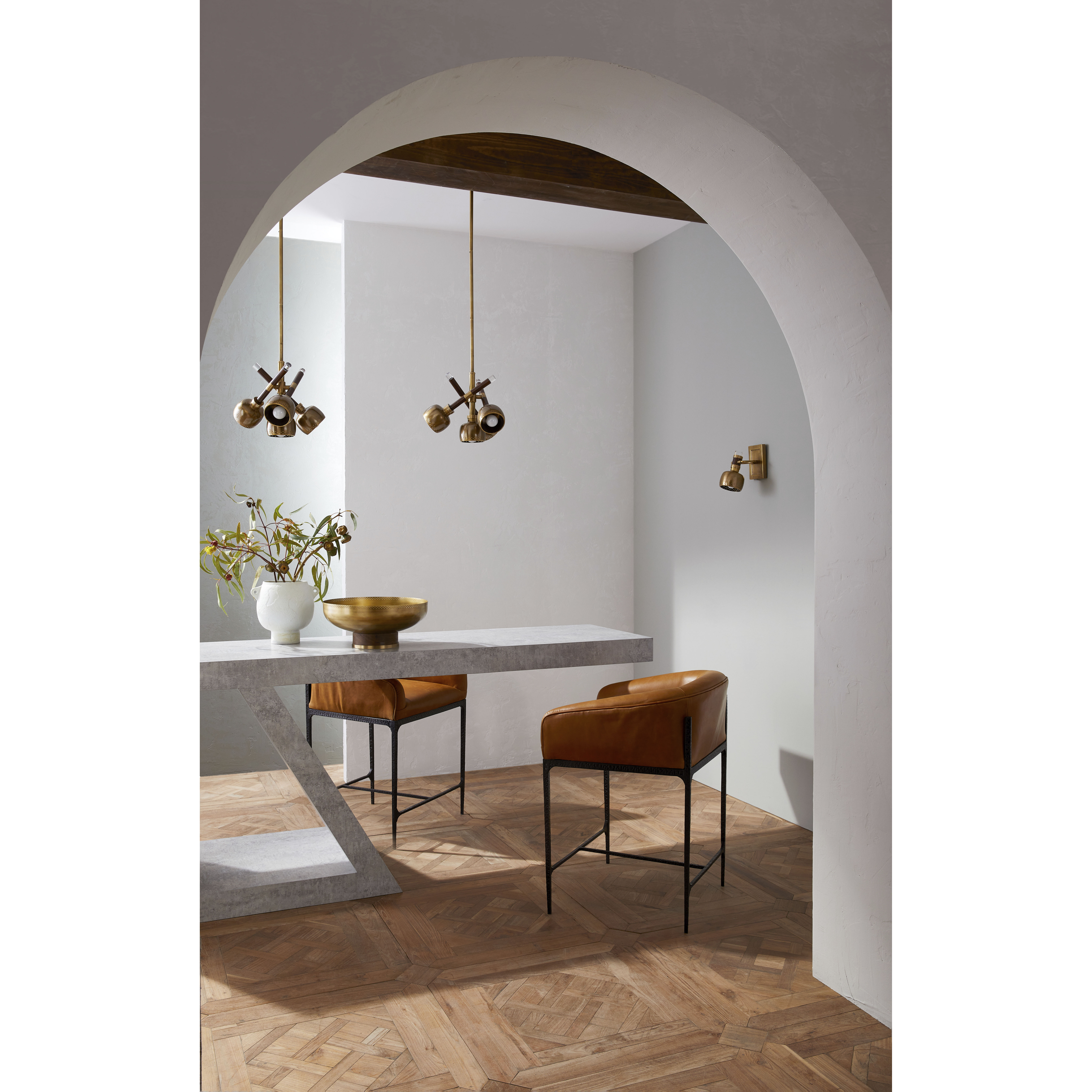 Pavo 4 Light 15 inch Dark Walnut and Vintage Brass Pendant Ceiling Light, Large