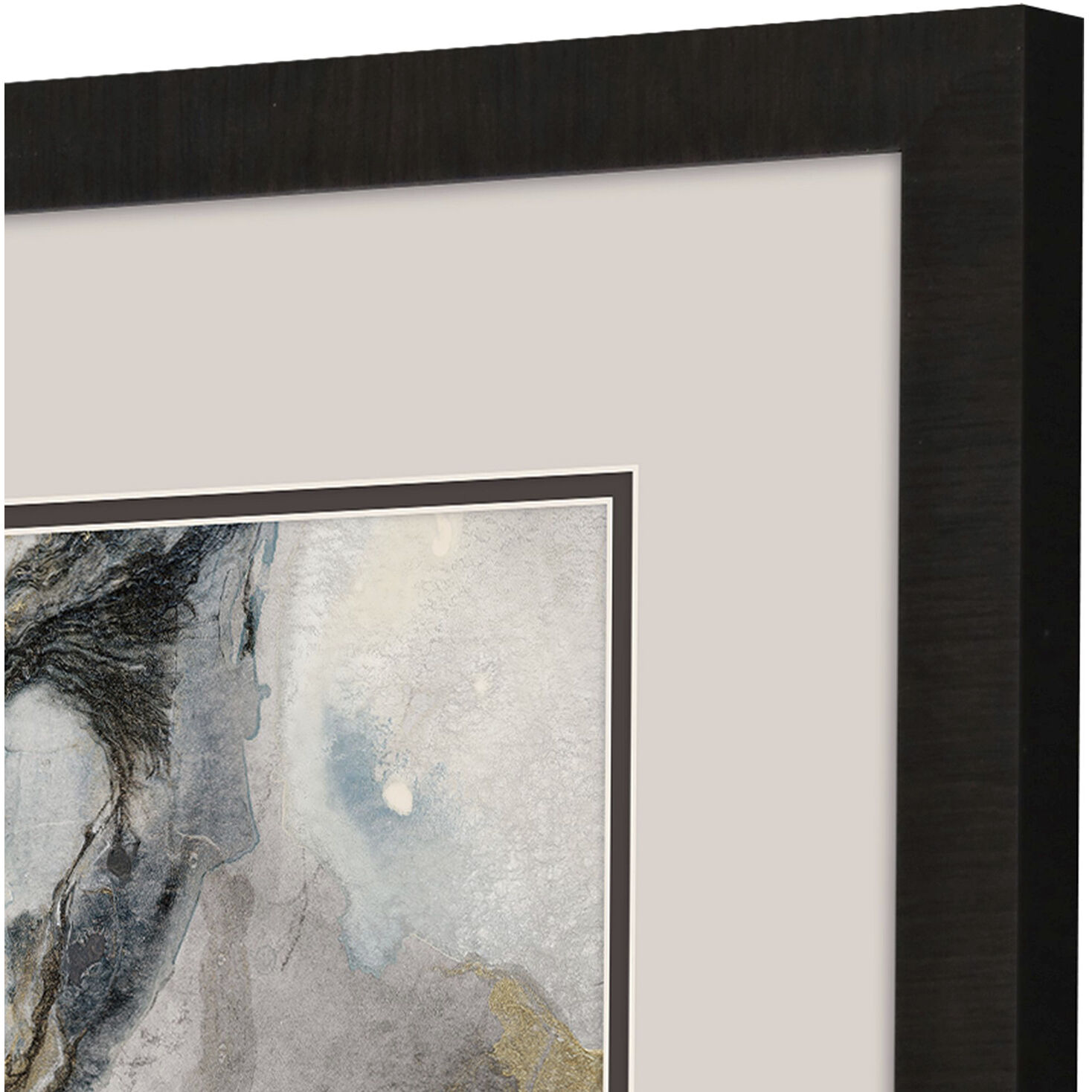 Abstract Teal and Gray and Metallic and Beige Framed Art, Propac