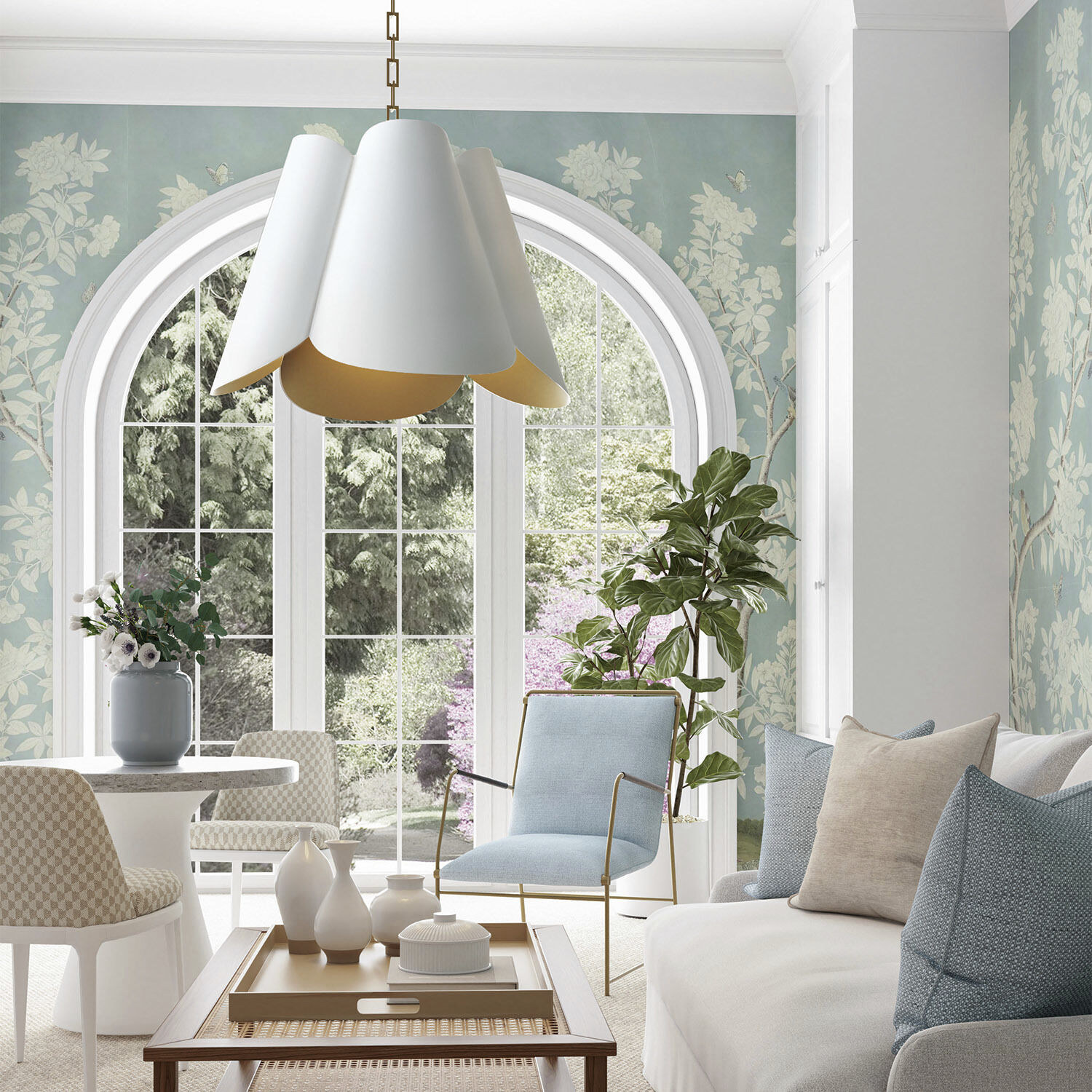 Maeve 4 Light 26.75 inch Matte Brass and White Pendant Ceiling Light