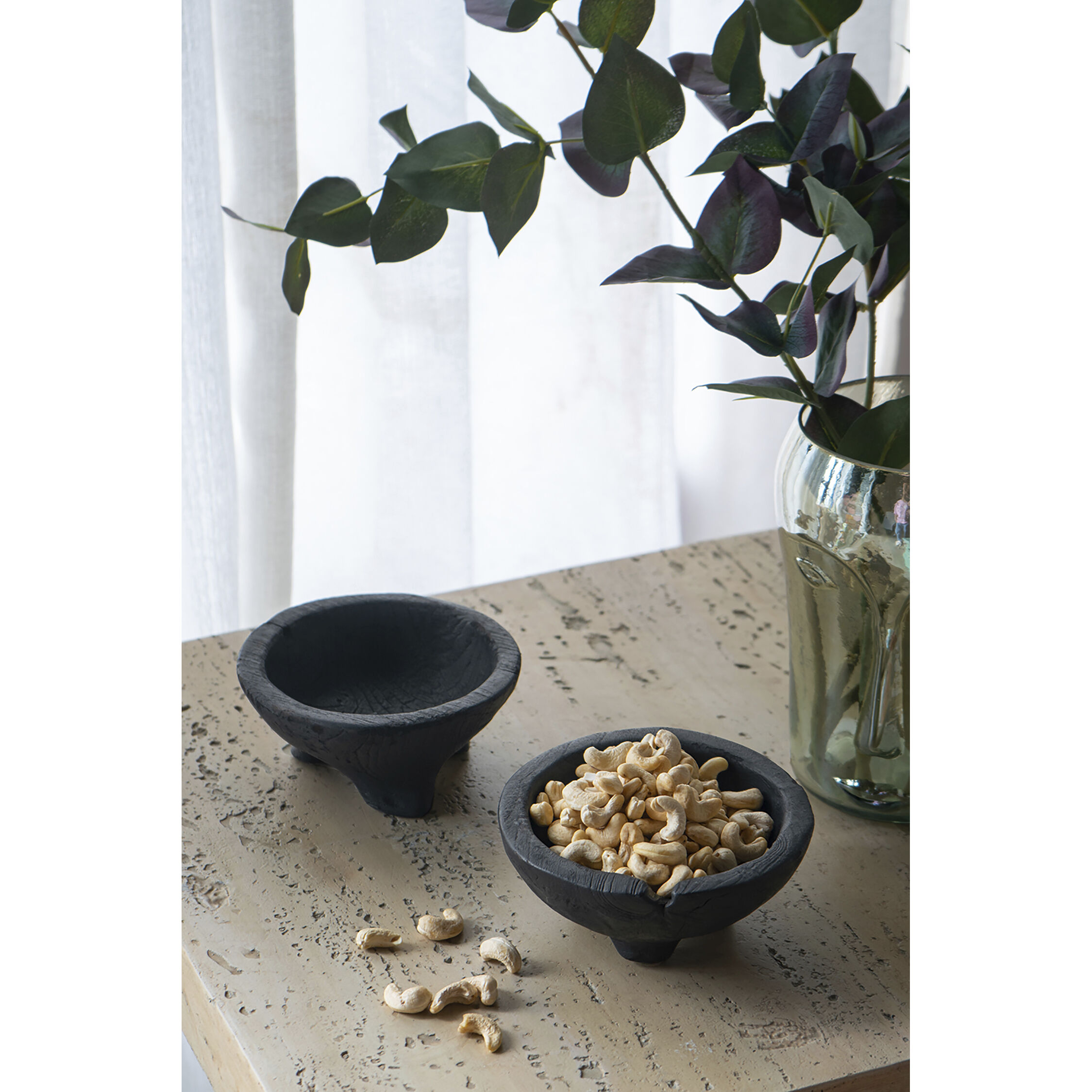 Teak 6 X 3 inch Bowls, With Legs, Set of 2