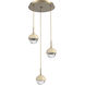 Cabochon LED Gilded Brass with Travertine Stone Pendant Chandelier Ceiling Light in 3000K LED, Clear