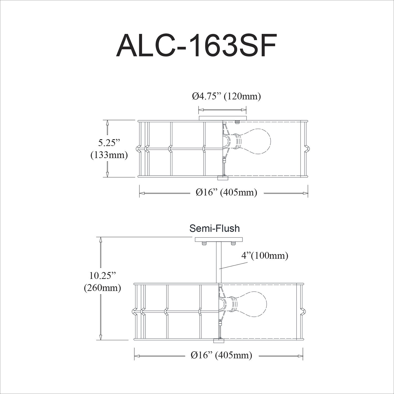 Alcala 3 Light 16 inch Aged Brass Semi-Flush Mount Ceiling Light
