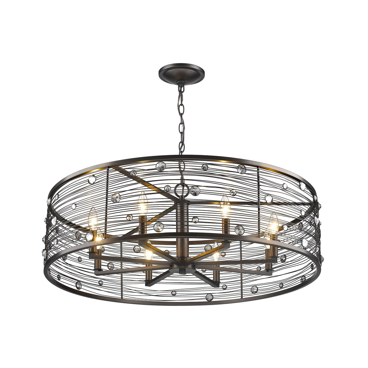 Bijoux 8 Light 34 inch Brushed Etruscan Bronze Chandelier Ceiling Light, Large