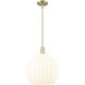 Arcadia White Venetian 1 Light 13.75 inch Antique Brass Mini Pendant Ceiling Light