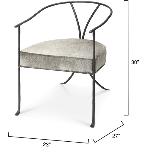 Kai Grey Hide & Black Hand Forged Iron Chair
