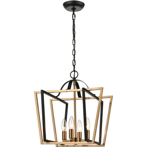 Bridgette 4 Light 16 inch Matte Black with Satin Brass Chandelier Ceiling Light