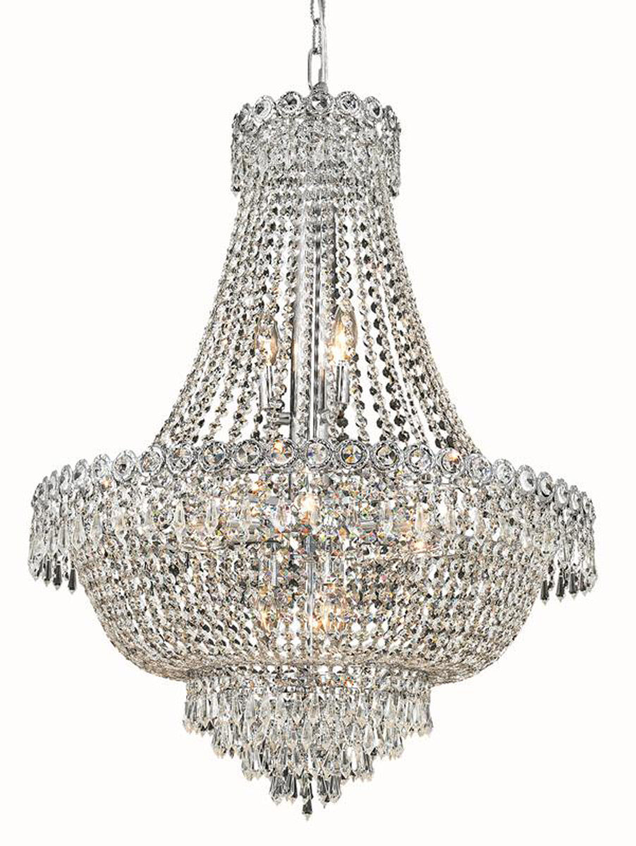 Century 12 Light 24 inch Chrome Dining Chandelier Ceiling Light in Royal Cut
