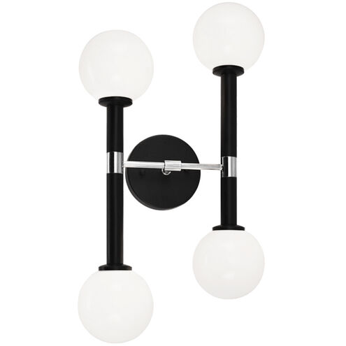 Stellar Wall Sconce Wall Light in Black and Opal Glass