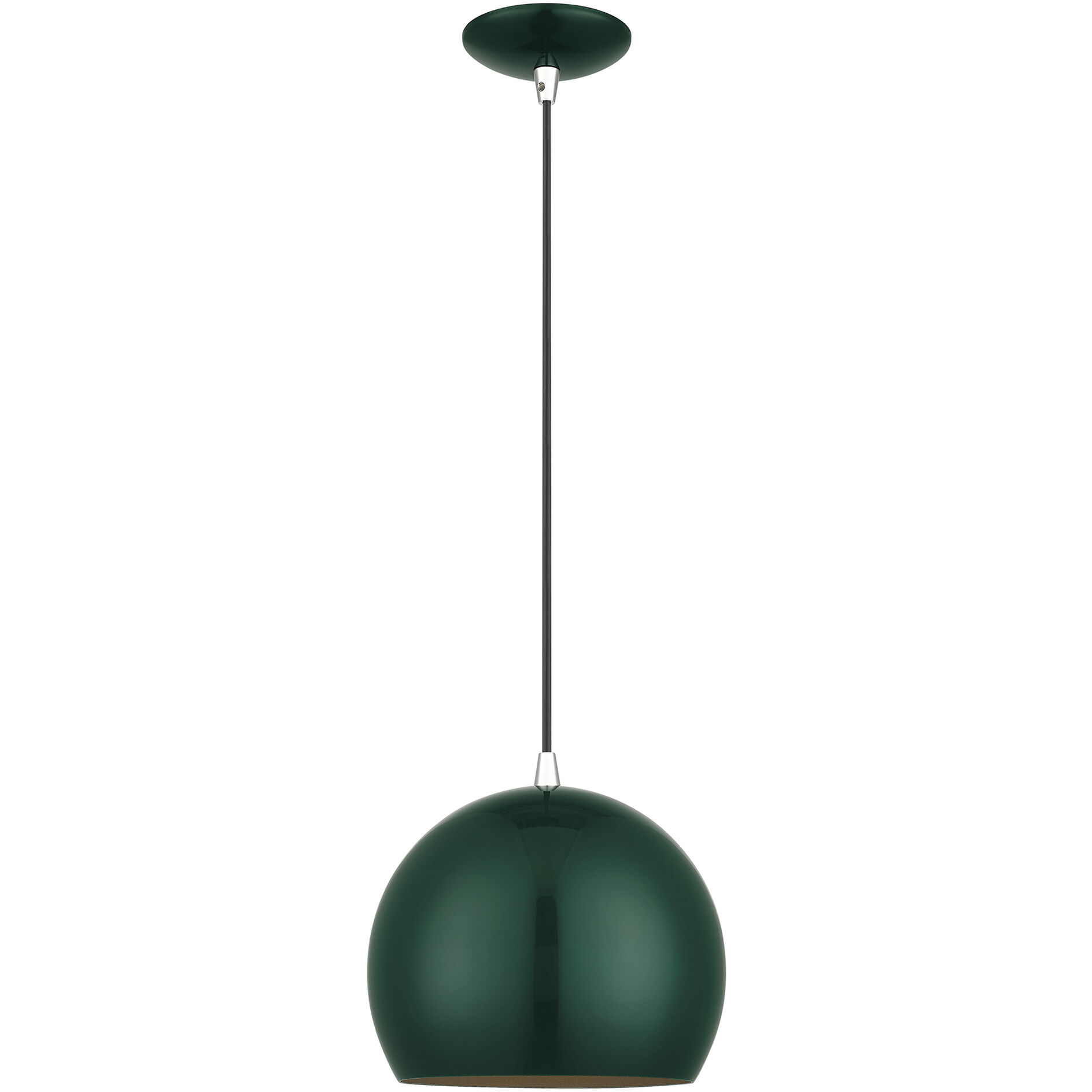Piedmont 1 Light 10 inch Shiny Hunter Green with Polished Chrome Accents Pendant Ceiling Light