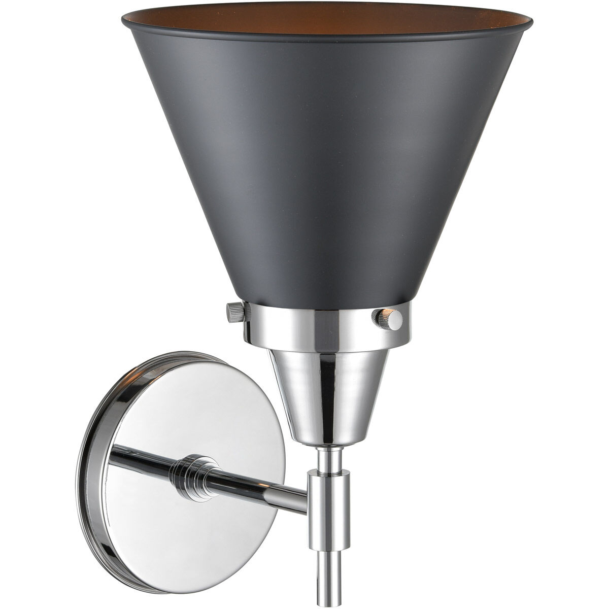 Caden 1 Light 8 inch Polished Chrome Sconce Wall Light in Matte Black