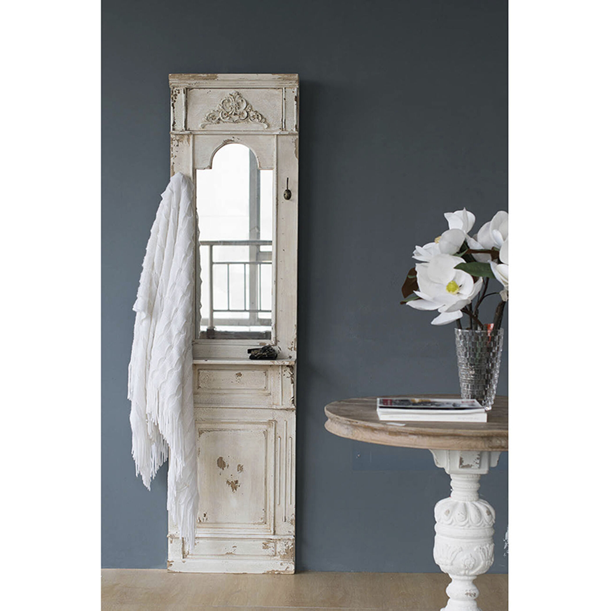 Classic 28.5 X 13.5 inch Antique White Wall Mirror