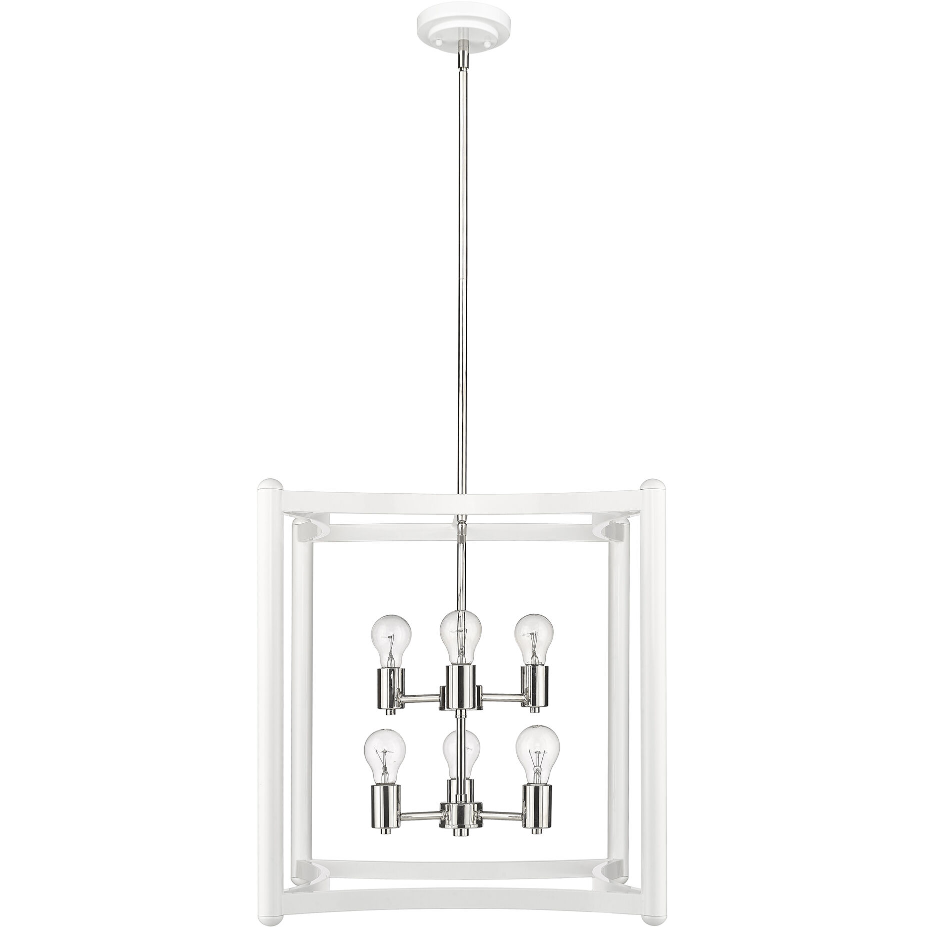 Coyle 6 Light 20 inch White with Polished Nickel Cluster Pendant Ceiling Light