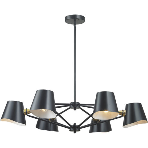 Webre 6 Light 34 inch Gold Leaf with Matte Black Chandelier Ceiling Light