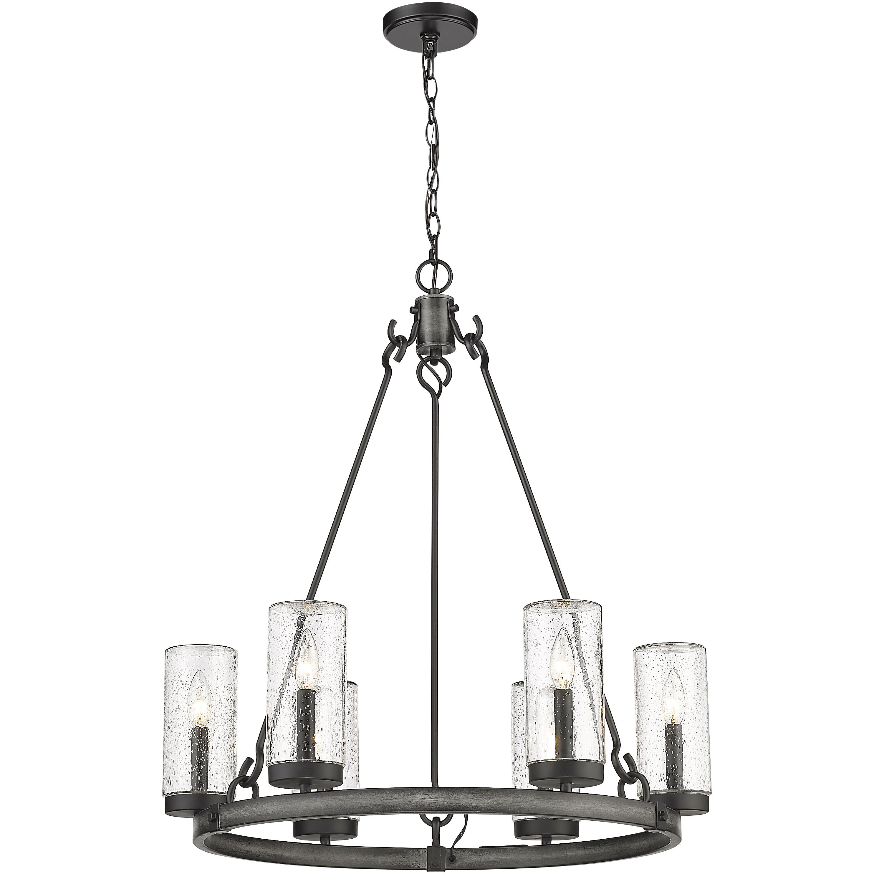Marlow 6 Light 27.5 inch Ashen Barnboard Outdoor Chandelier