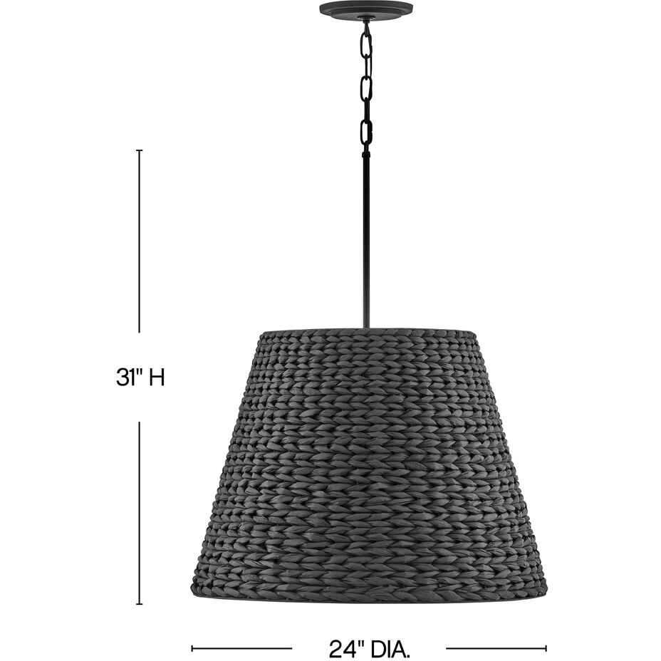 Seabrook 1 Light 24 inch Black Chandelier Ceiling Light, Drum