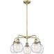 Belfast 5 Light 24 inch Antique Brass Chandelier Ceiling Light in Deco Swirl