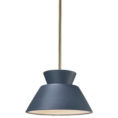 Radiance Collection 1 Light 11 inch Midnight Sky and Matte White with Antique Brass Pendant Ceiling Light
