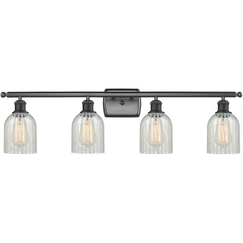 Ballston Caledonia LED 36 inch Matte Black Bath Vanity Light Wall Light in Mouchette Glass, Ballston