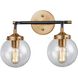 Boudreaux 2 Light 15 inch Antique Gold with Matte Black Vanity Light Wall Light