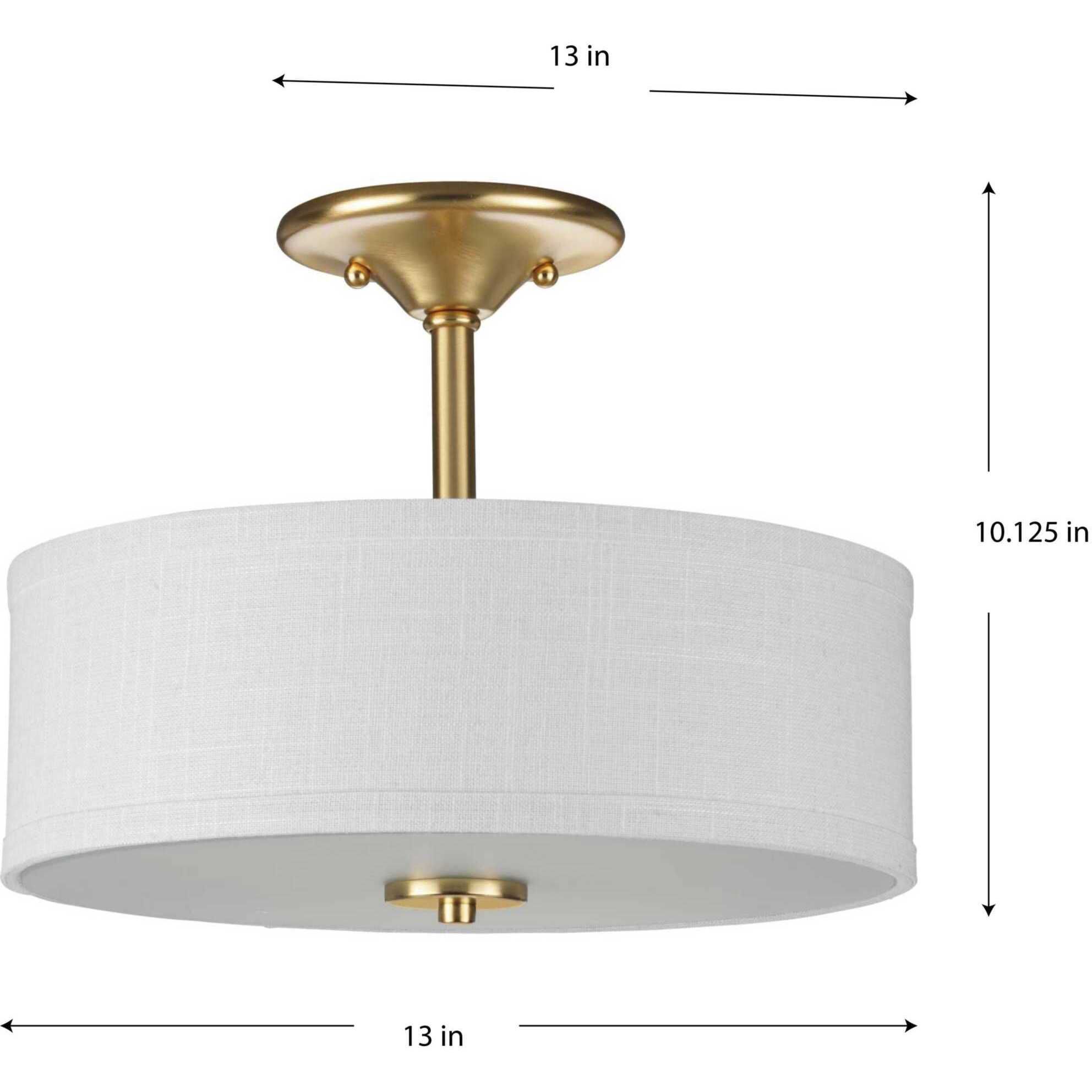 Inspire 2 Light 13 inch Satin Brass Semi-Flush Mount Ceiling Light