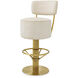 Carleton 40.94 inch Brushed Brass and Camari Cream and Swivel Base Bar Stool