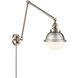 Franklin Restoration Hampden 31.63 inch 60 watt Brushed Satin Nickel Swing Arm Wall Light in Matte White Glass
