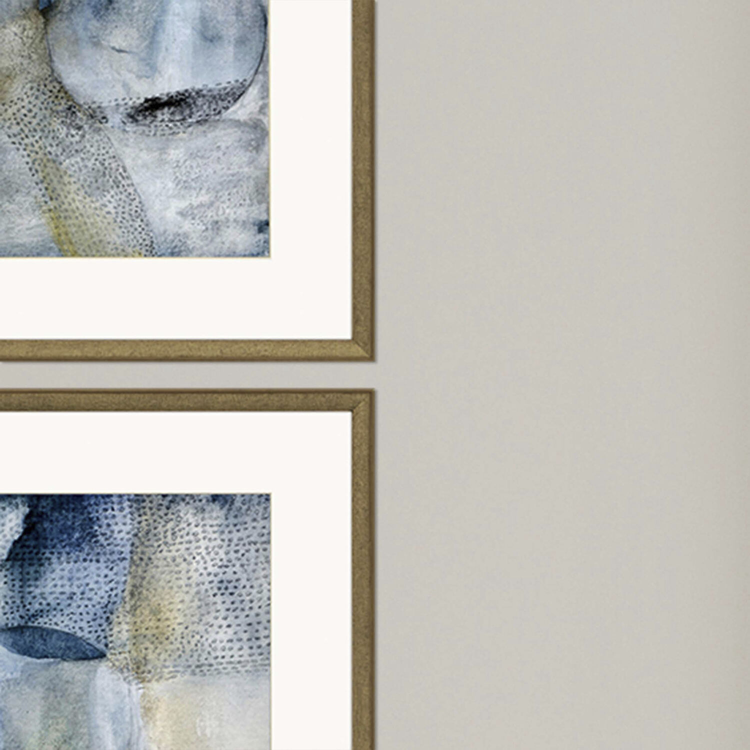 Abstract Blue and Yellow and Brown and Gray Framed Art