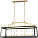 C&M by Chapman & Myers Carlow 6 Light 48.13 inch Midnight Black Linear Chandelier Ceiling Light in Midnight Black / Burnished Brass