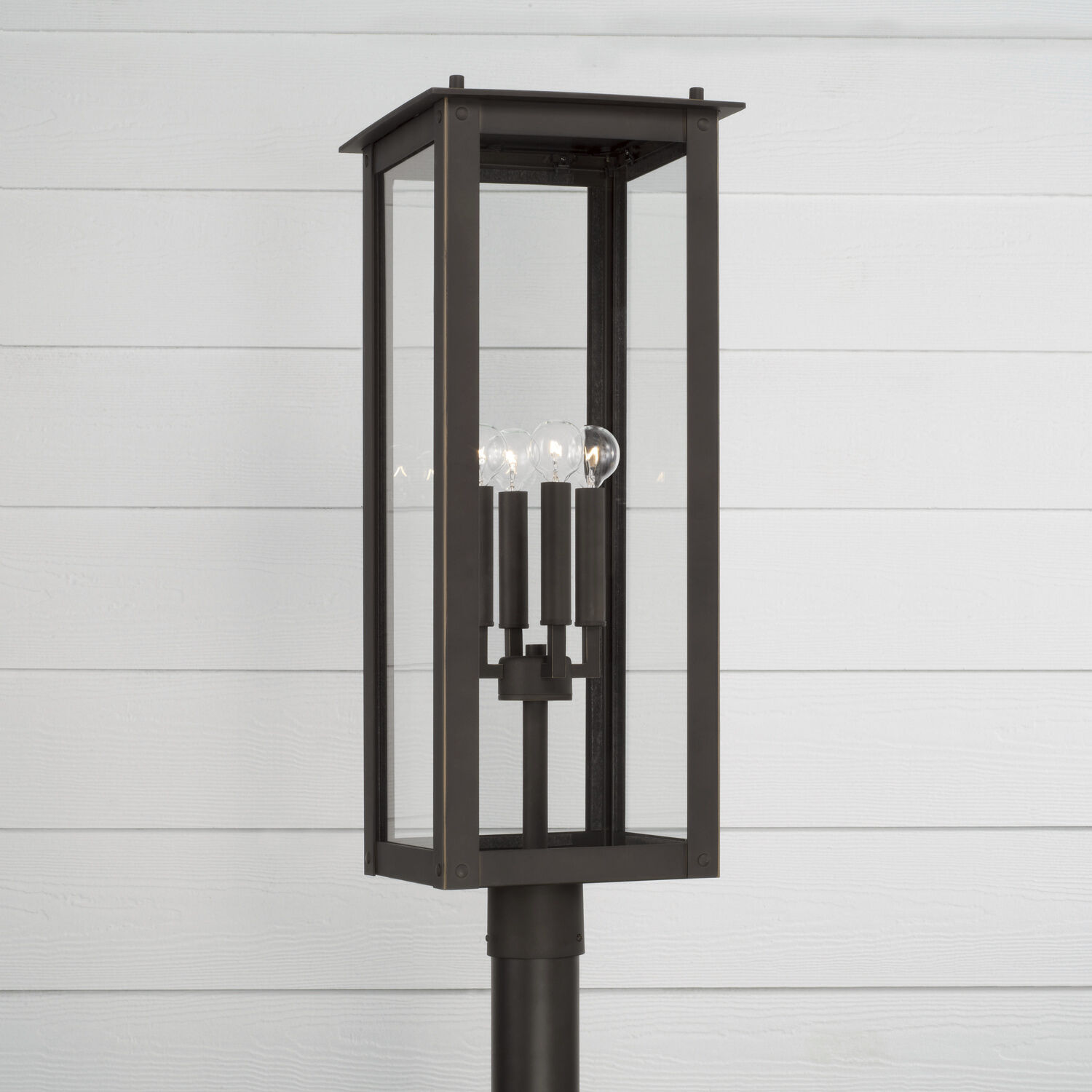 Hunt 4 Light 29 inch Oiled Bronze Outdoor Post Lantern