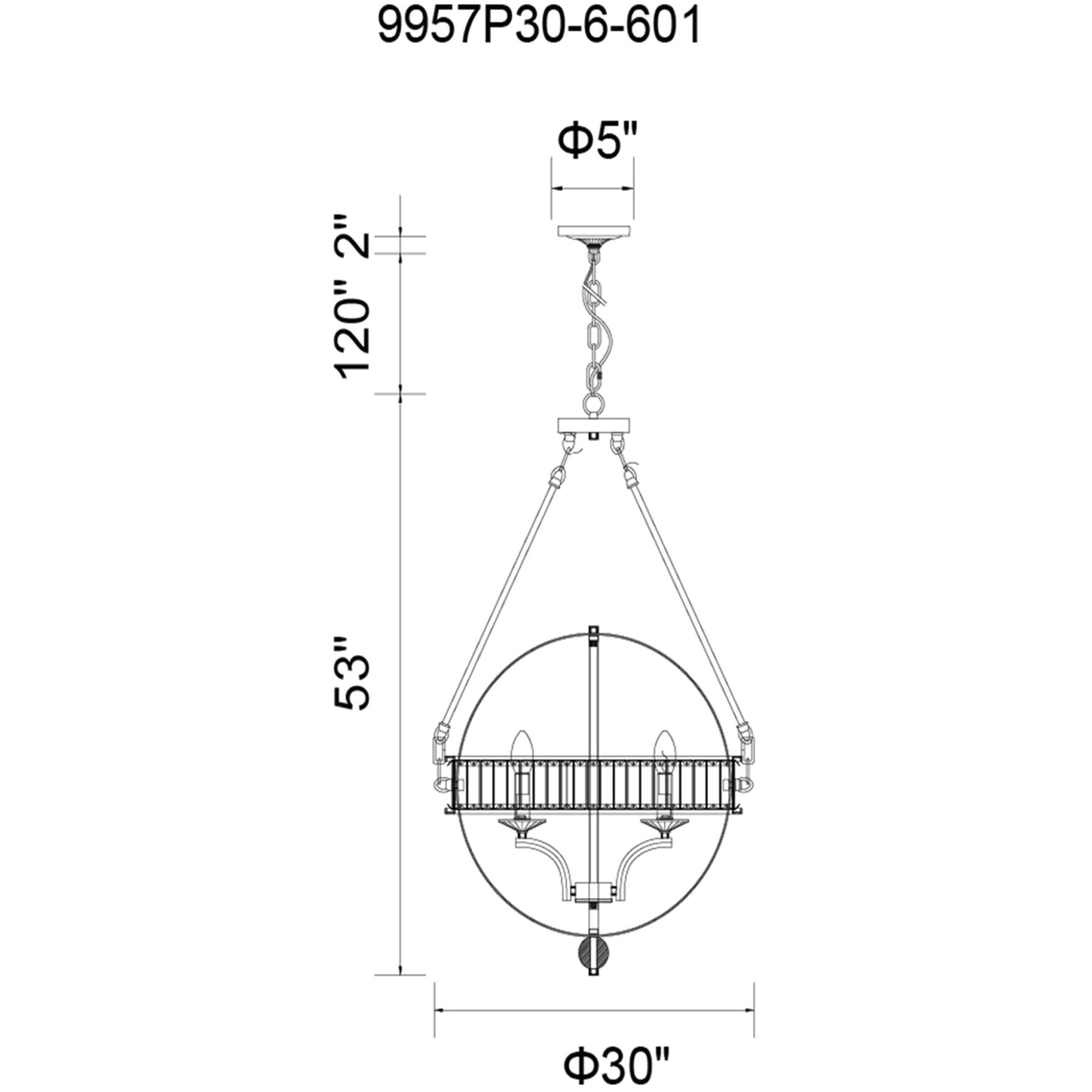 Arkansas 6 Light 30 inch Chrome Chandelier Ceiling Light