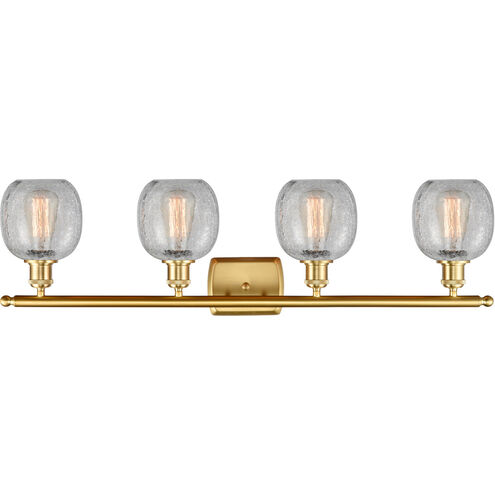 Ballston Belfast 4 Light 36 inch Satin Gold Bath Vanity Light Wall Light in Clear Crackle Glass, Ballston
