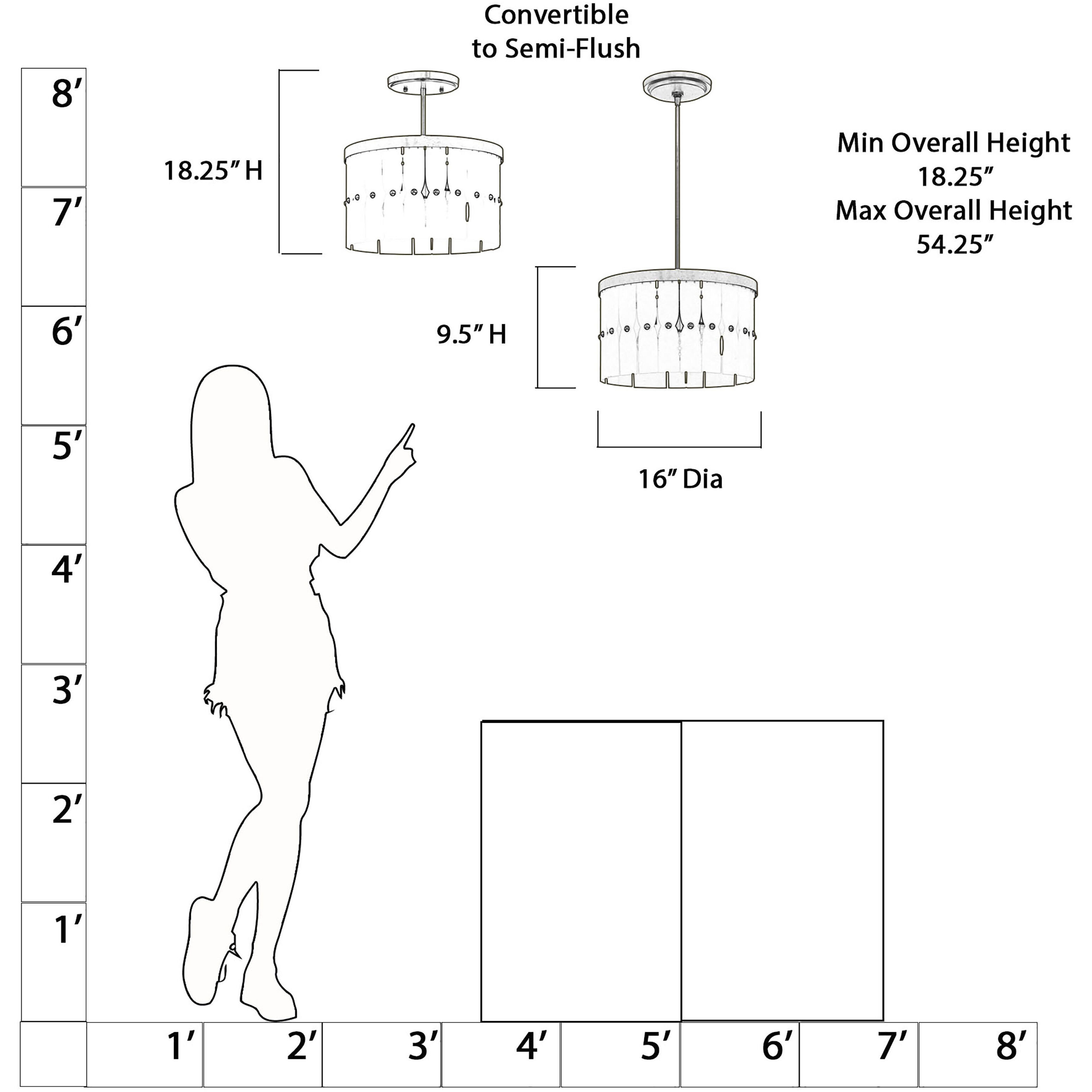 Coronelle 3 Light 16 inch Legacy Brass Convertible Semi-Flush Ceiling Light