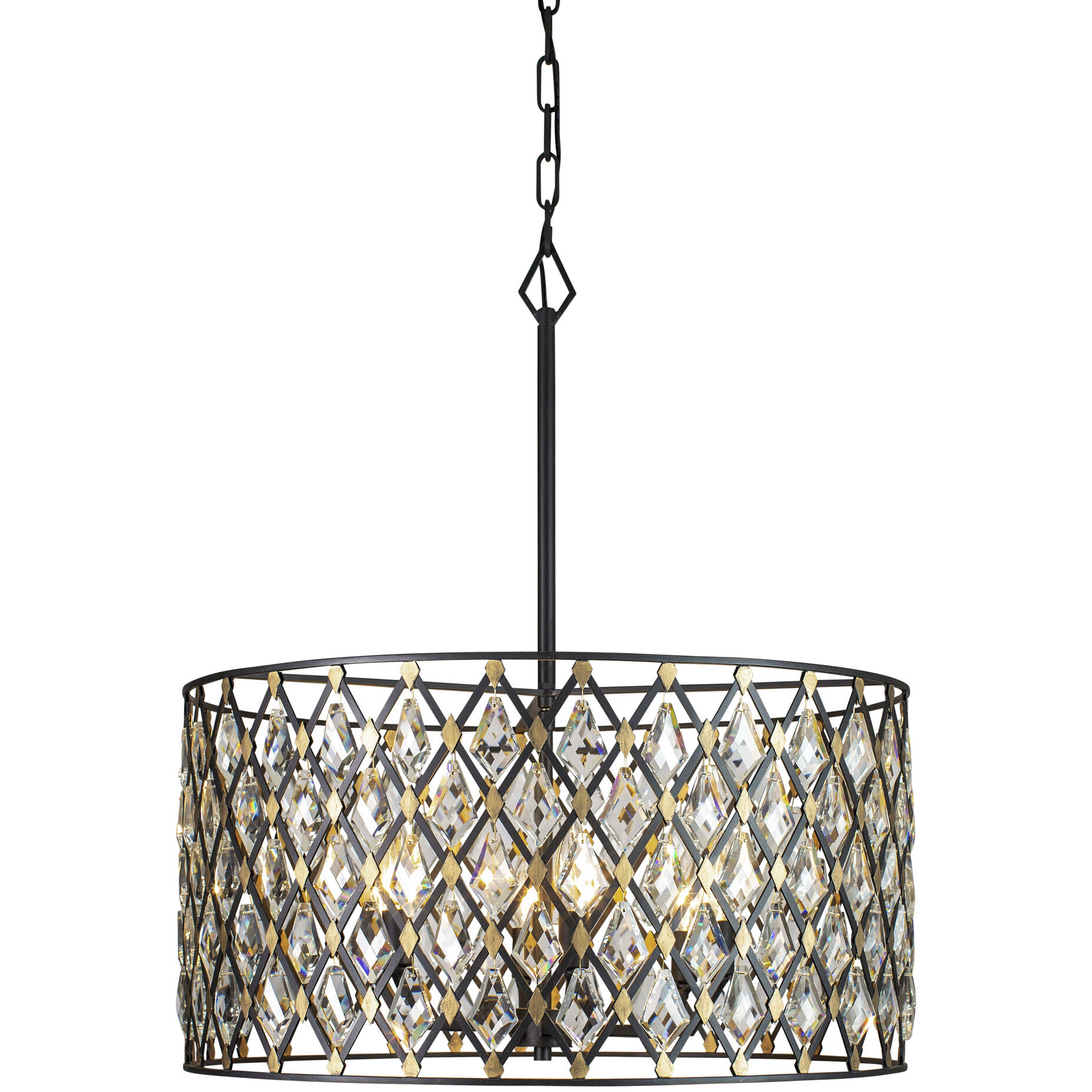 Windsor 6 Light 25 inch Carbon and Havana Gold Pendant Ceiling Light
