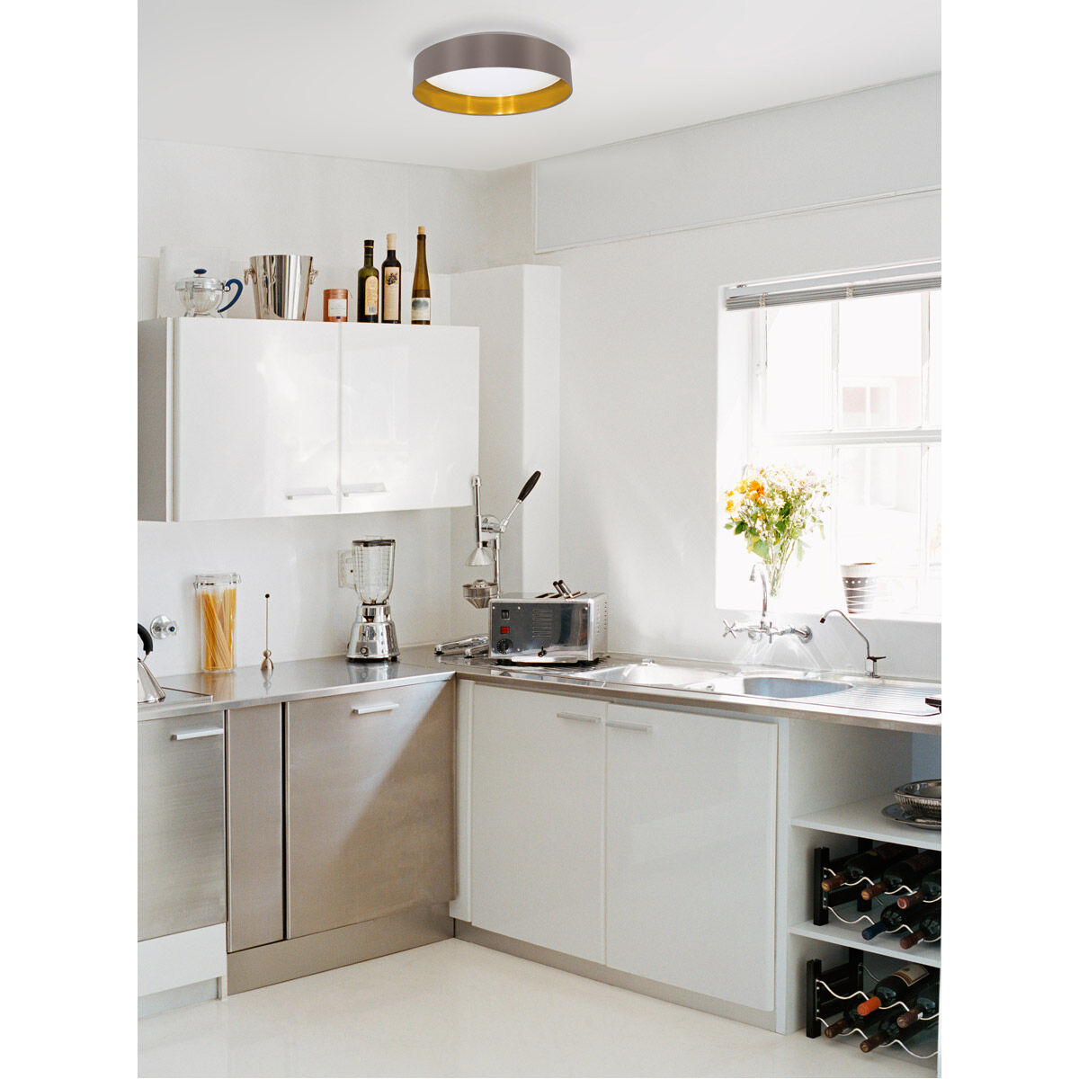 Maserlo LED 15.95 inch Satin Nickel Flush Mount Ceiling Light