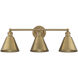 Modern Farmhouse 3 Light 27 inch Natural Brass Bathroom Vanity Light Wall Light