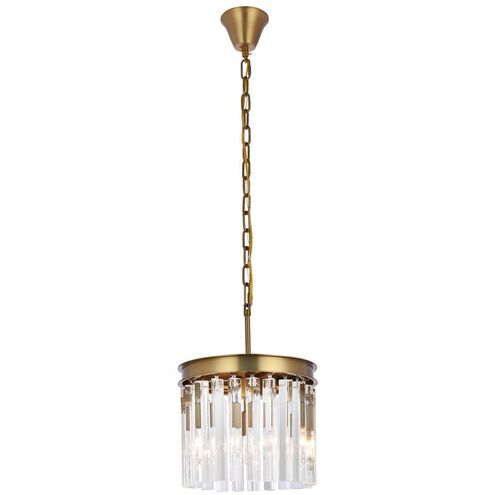 Sydney 3 Light 12 inch Satin Gold Pendant Ceiling Light in Clear